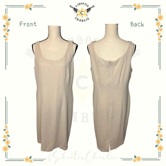 JESSICA HOWARD Evenings 90s Vintage Taupe Polyester Maxi Shift Dress Size 16 - Picture 9 of 9